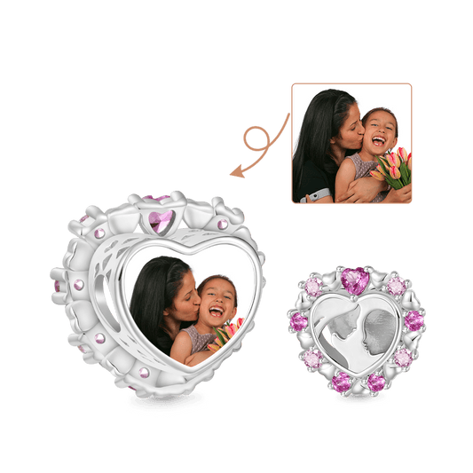 Gnoce Mother & Baby Heart Personalized Photo Charm_1
