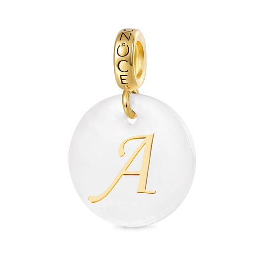 Gnoce Natural Freshwater Shell Round Gold 26 Letters Pendant Dangle Charm_1
