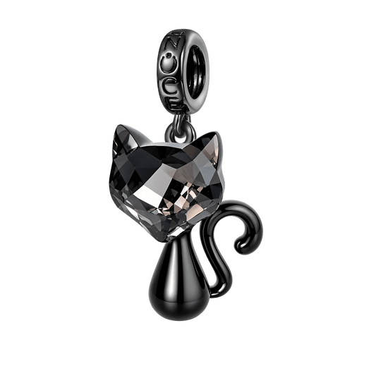 Gnoce Mystic Crystal Black Cat Pendant Dangle Charm_1