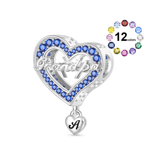 Gnoce Family Members - Grandpa Personalised Heart Charm_1