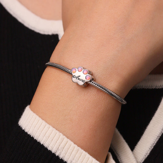 Gnoce Cat Paw Opal Inlaid Personalized Photo Charm_3