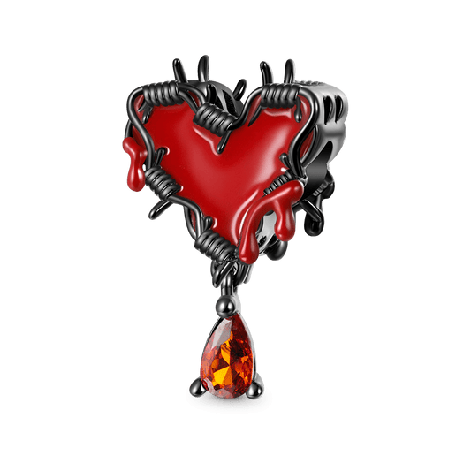 Gnoce Valentine's Day Fiery Heart of Thorn Engravable Pendant Dangle Charm_1