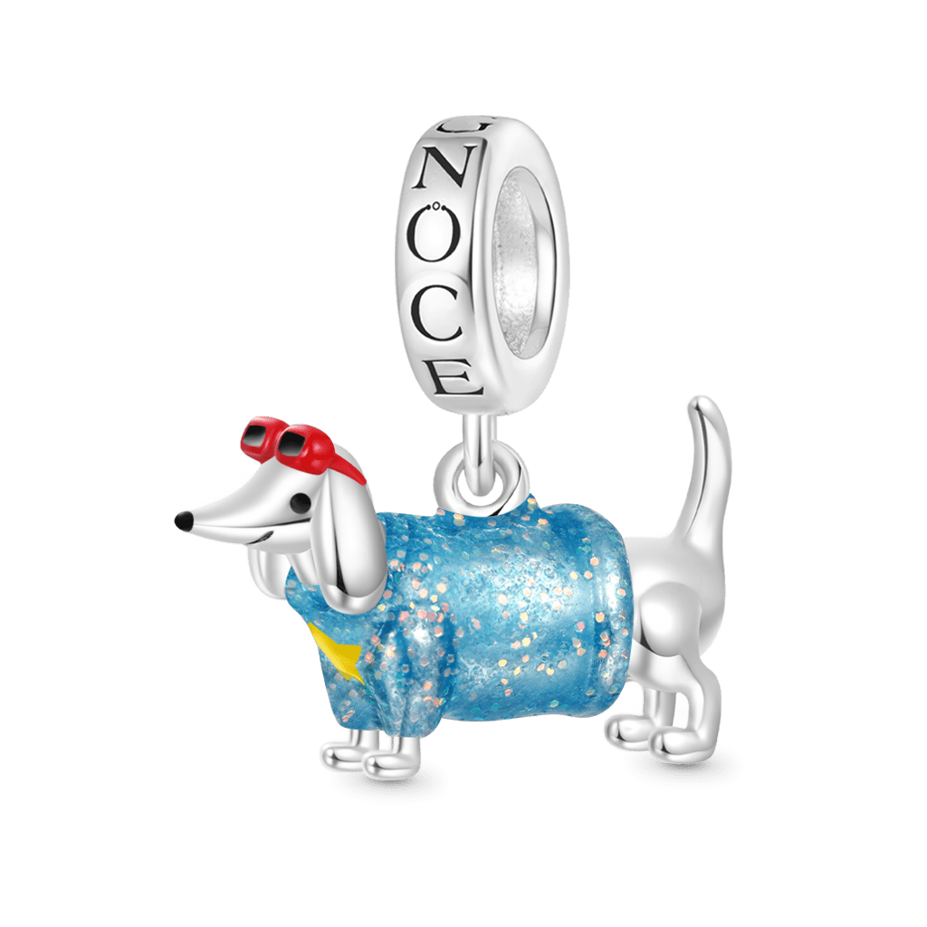 Gnoce Valentine's Day Blue Dachshund Glow-in-the-Dark Pendant Dangle Charm_2