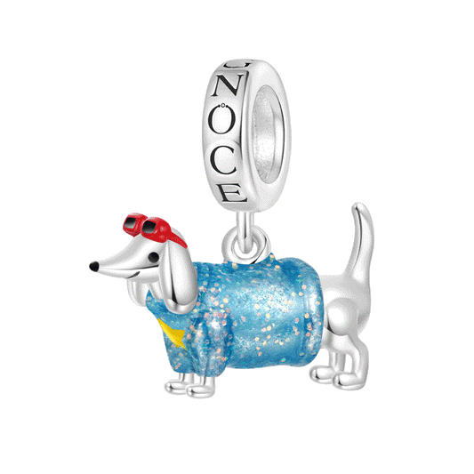 Gnoce Valentine's Day Blue Dachshund Glow-in-the-Dark Pendant Dangle Charm_1