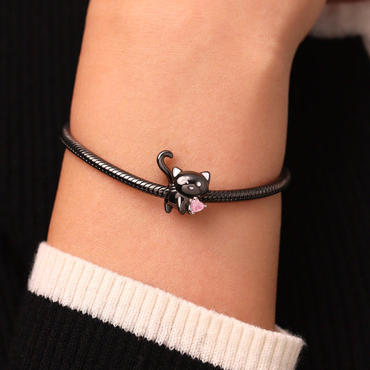 Gnoce Black Cat Heart Tail Birthstone Charm_7