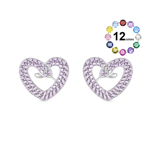 Gnoce Snake Heart Shape Stud Earrings_1