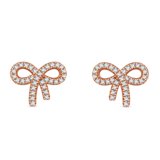 Gnoce Diamond Bow Birthstone Stud Earrings_1