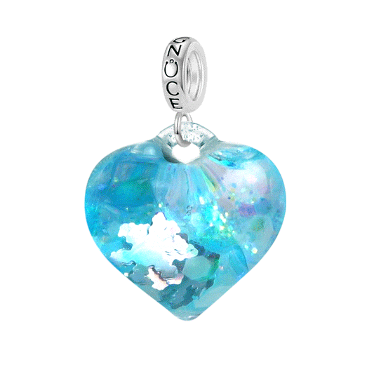 Gnoce Blue Glitter Heart Pendant Dangle Charm_1