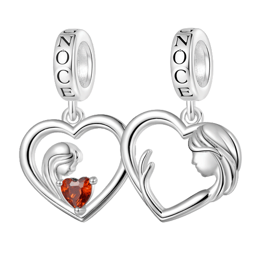Gnoce Mother's Day Mother Hug Daughter Heart Double Pendant Dangle Charm_1