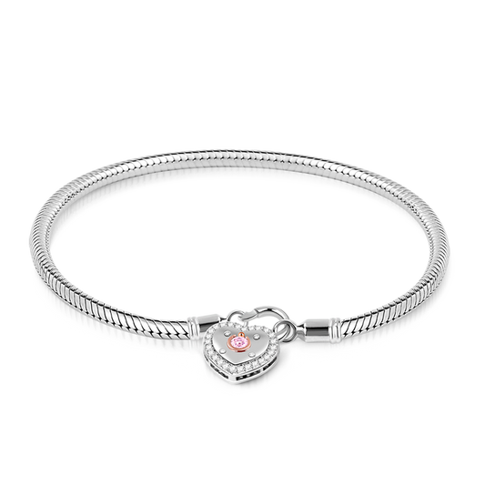 Gnoce "Open My Heart Lock" 925 Sterling Silver Heart shaped Lock and Key Bracelet For Loved One_1
