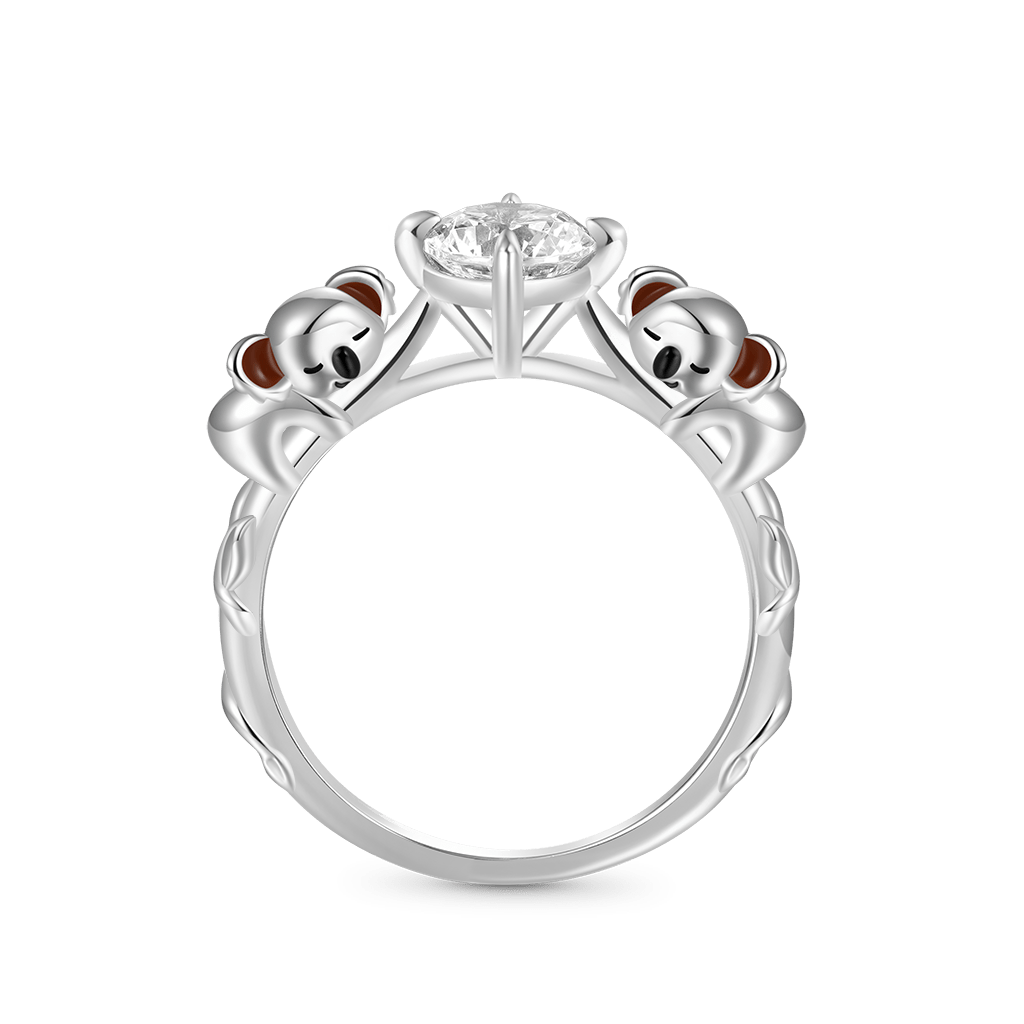 Gnoce Docile Koala Hug White Diamond Ring_1