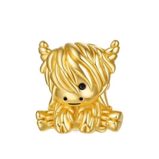 Gnoce 18K Solid Gold Scottish Highland Cow Charm_1