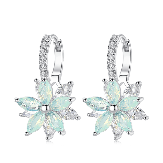 Gnoce Crystal Flower Leverback Dangle Earrings_1