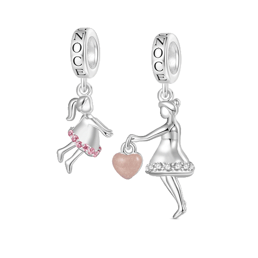 Gnoce Engravable Mother's Day Holding Hand Double Pendant Dangle Charm_1