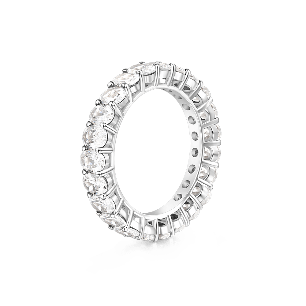 White Topaz Oval-cut Eternity Band Ring_2