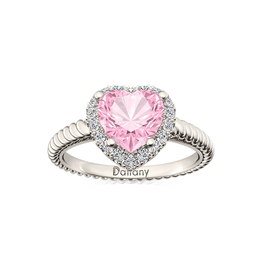 Pink Heart Halo Twisted Rope Engagement Ring_1