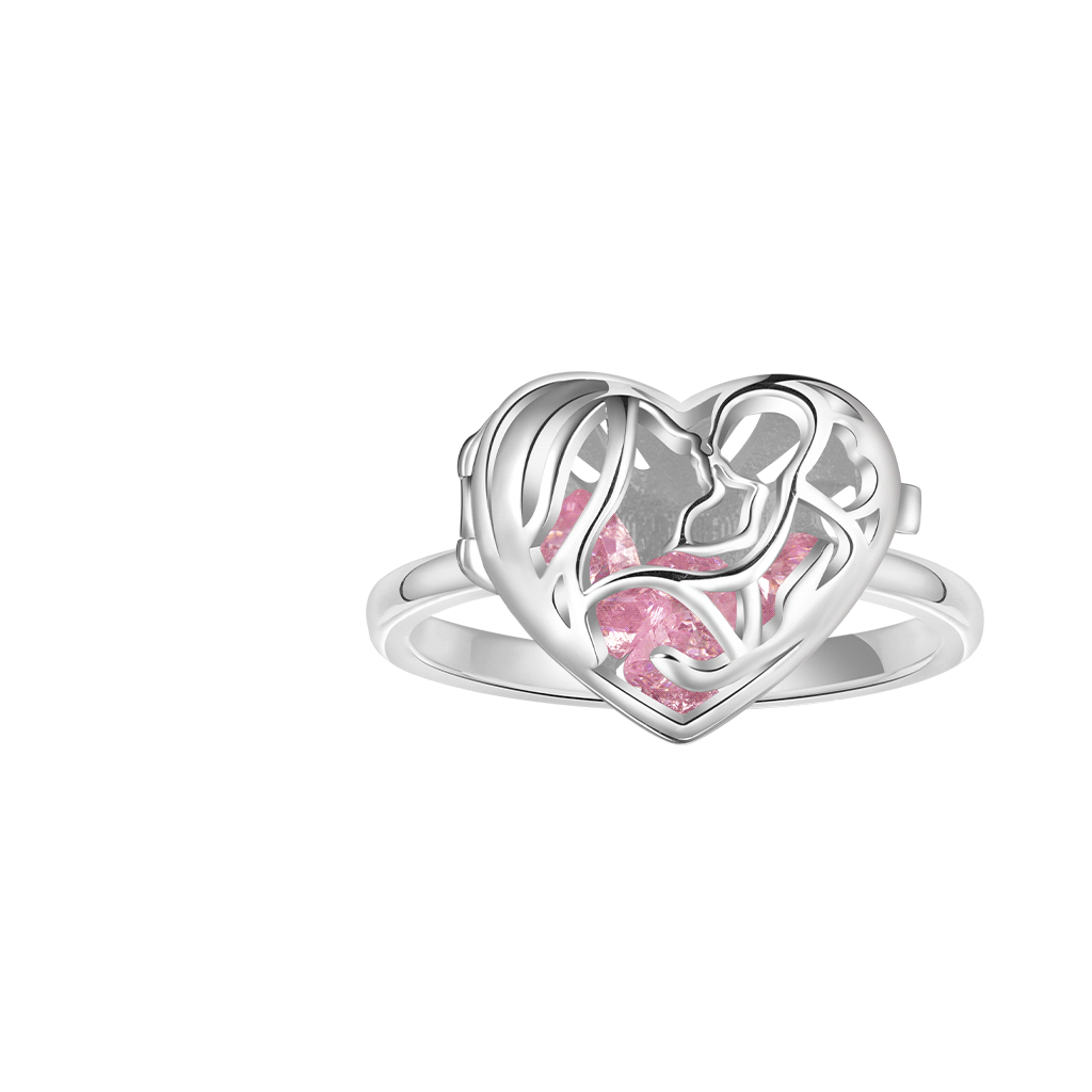 Gnoce Mother's Day Openable Hollow Heart with Diamond Ring_1