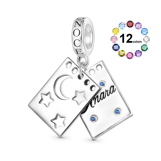 Gnoce Engravable Moonlight Stars Spiral Notebook Pendant Dangle Charm_1