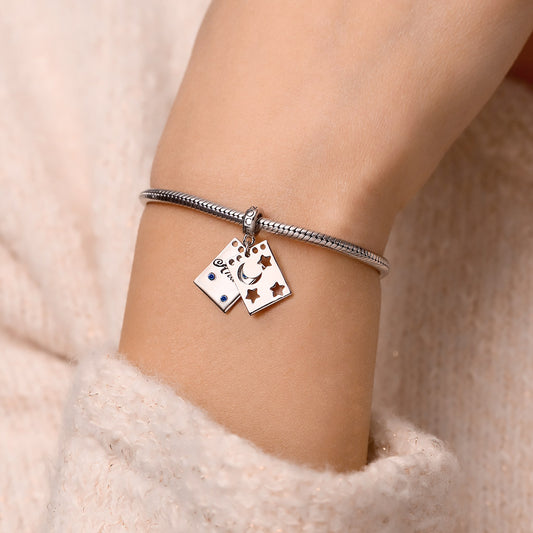 Gnoce Engravable Moonlight Stars Spiral Notebook Pendant Dangle Charm_8