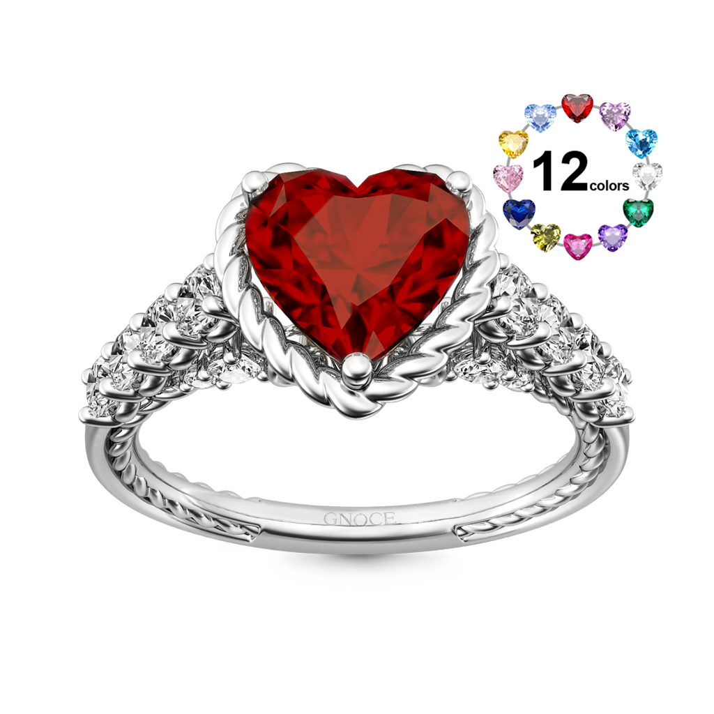 Gnoce Heart Vintage Cathedral Birthstone Engagement Ring_1