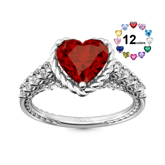 Gnoce Heart Vintage Cathedral Birthstone Engagement Ring_1