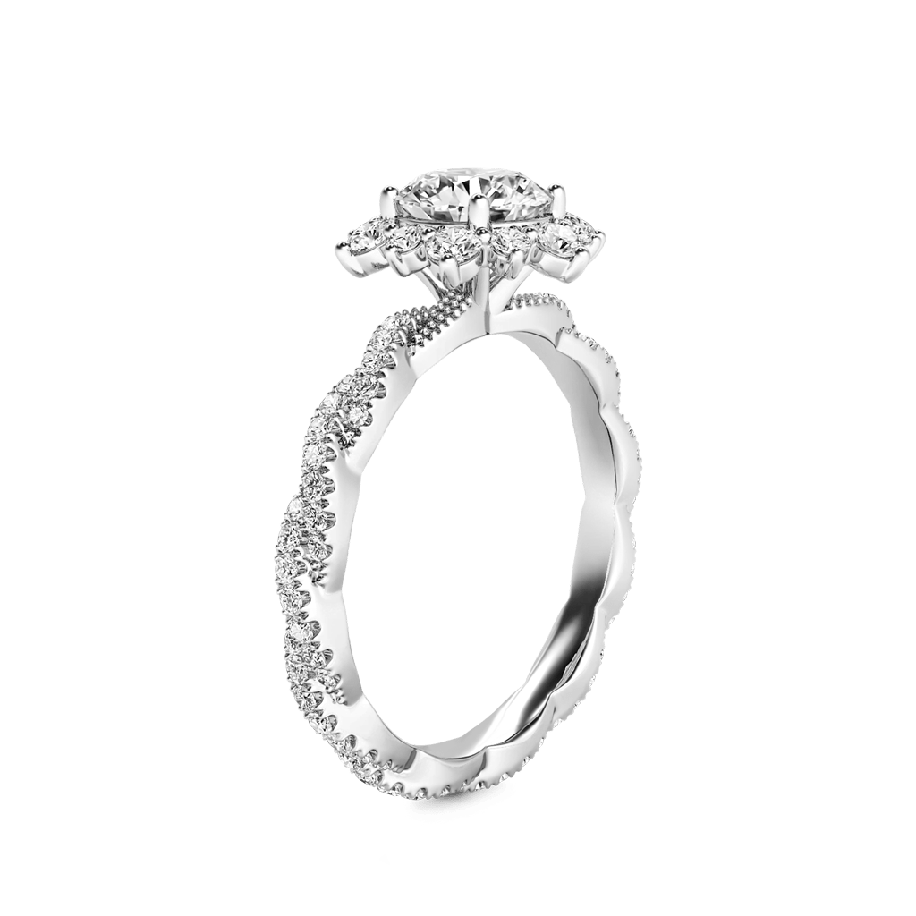 Gnoce Round Cut Cluster Twisted Engagement Ring_4