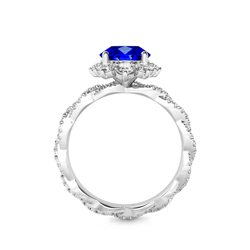 Gnoce Sapphire Cluster Halo Twisted Engagement Ring_4