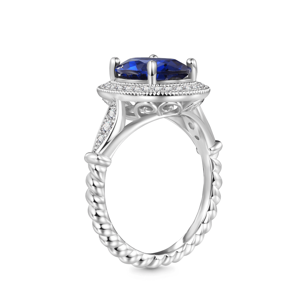 Gnoce Oval Cathedral Halo Twist Cocktail Ring_2