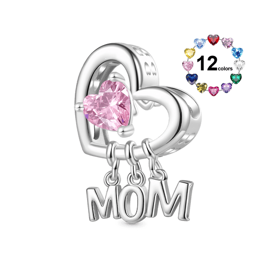 Gnoce Mother's Day Love Heart Birthstone Charm_1