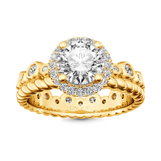 Gnoce Round Cut Halo Crown Engagement Ring_1