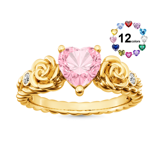 Gnoce Heart Rose Flower Engagement Ring_1