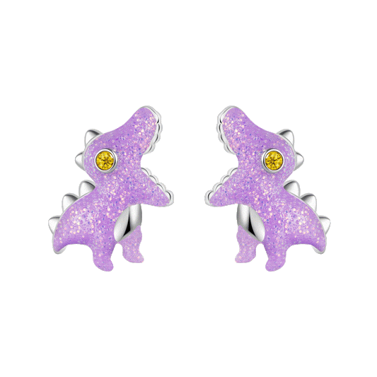 Gnoce Purple Tyrannosaurus Dinosaur Glow-in-the-Dark Stud Earrings_1