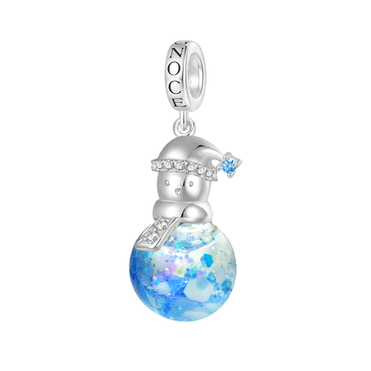 Gnoce Blue Snowflake Glitter Quicksand Snowman Pendant Dangle Charm_1