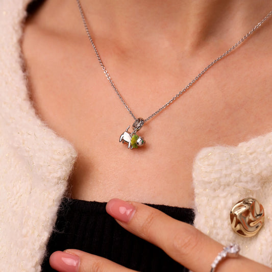 Gnoce Glow-in-the-Dark Clown Cat Pendant Dangle Charm Eyes Inlaid with Gemstones_8