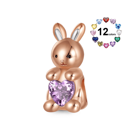 Gnoce Gray Bunny Embraces Love Charm_1