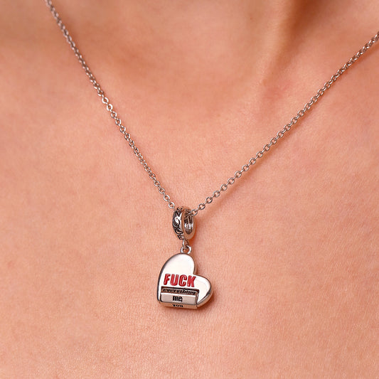 Gnoce Heart Rotating 'FUCK' World Pendant Dangle Charm_7