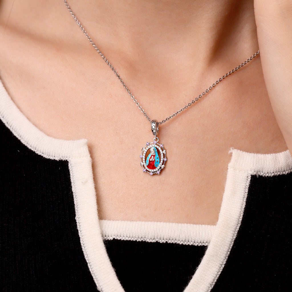 Gnoce Religious Virgin Mary Birthstone Pendant Dangle Charm_6