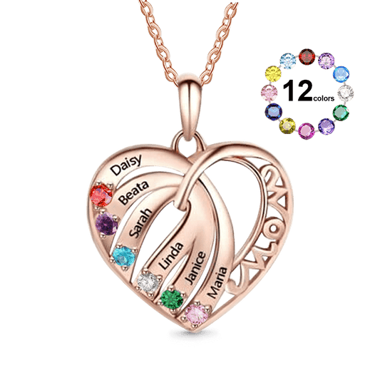 Gnoce Engravable Family Name 'MOM' Heart Necklace_1