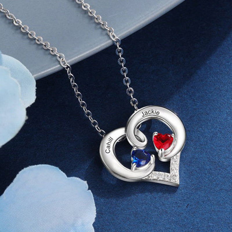 Gnoce Simple Love Heart Birthstone Necklace_5