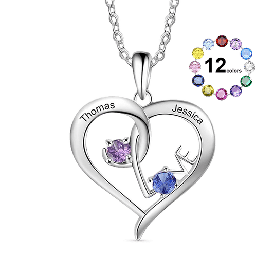 Gnoce Simple Love Interlaced Heart Birthstone Necklace_1