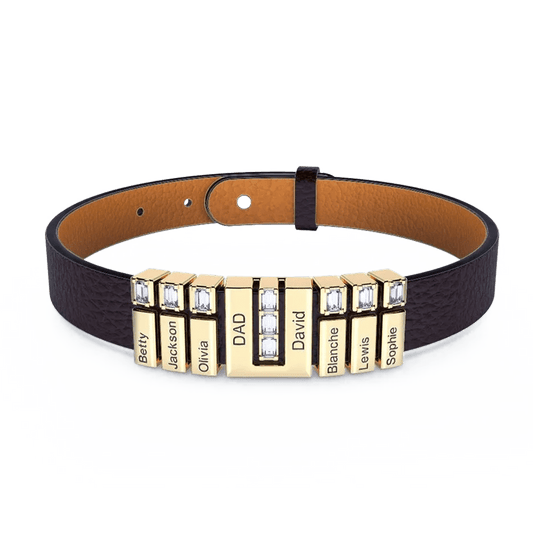 Gnoce Black Punk DIY Leather Personalized Bracelet with 2-8 Clasp_1