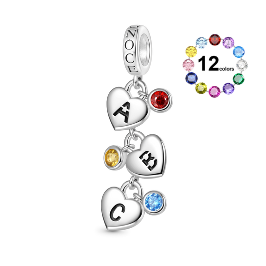 Gnoce Heart-shaped Hollow Personalized 1-6 Letters Pendant Dangle Charm_1