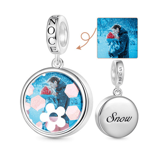 Gnoce Winter Snowflake Photo Engravable Pendant Dangle Charm_1