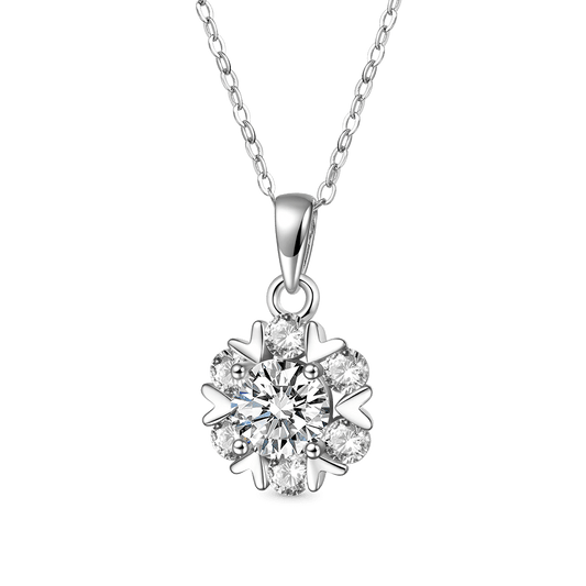 Gnoce Gorgeous 1Ct VVS Moissanite Snowflake Pendant Necklace_1