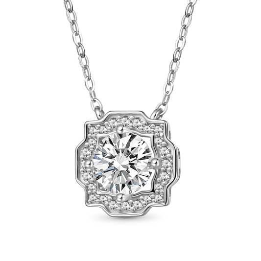 Gnoce 925S & VVS Round Center Moissanite 1CT Pendant Necklace_1