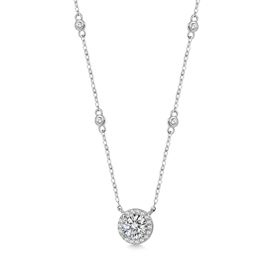 Gnoce 1CT Round VVS Moissanite Frame Station Necklace_1