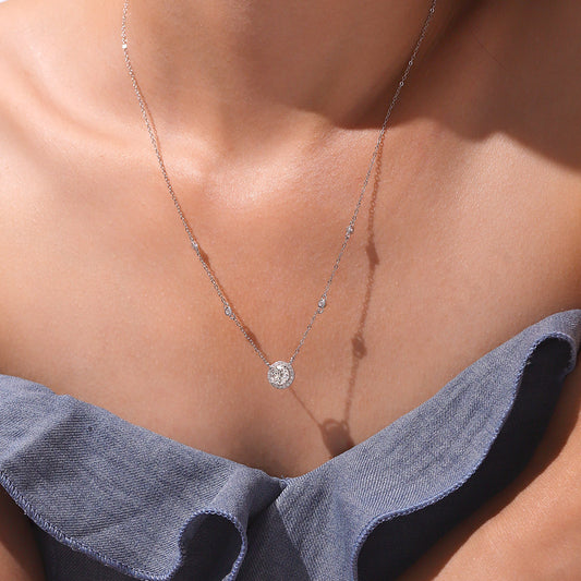 Gnoce 1CT Round VVS Moissanite Frame Station Necklace_6
