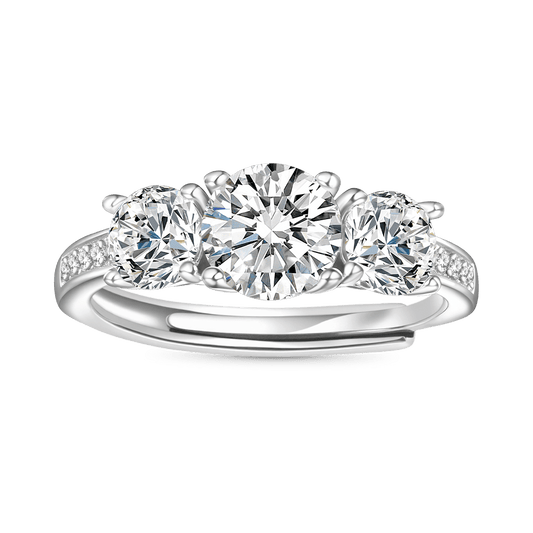 Gnoce 0.7 Ct Round VVS Moissanite Three-Stone Ring_1