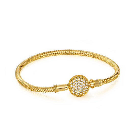 Gnoce "Endearing Gifts For Her" Crystal Round Shape Clasp Bracelet 18K Gold Plated_1