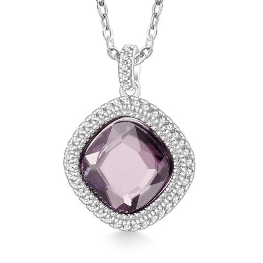 Gnoce Deep Violet-purple Diamond Pendant Necklace_1